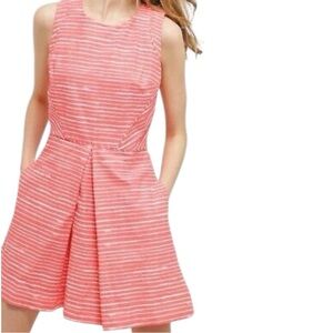 GAP Linen Blend Coral & White Sleeveless A Line Dress Size 4 Petite